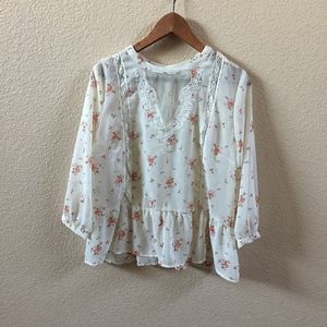 NWOT sheer floral blouse with dropped waist | UO
